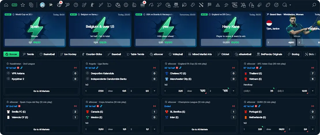 BetPanda sportbook and live betting